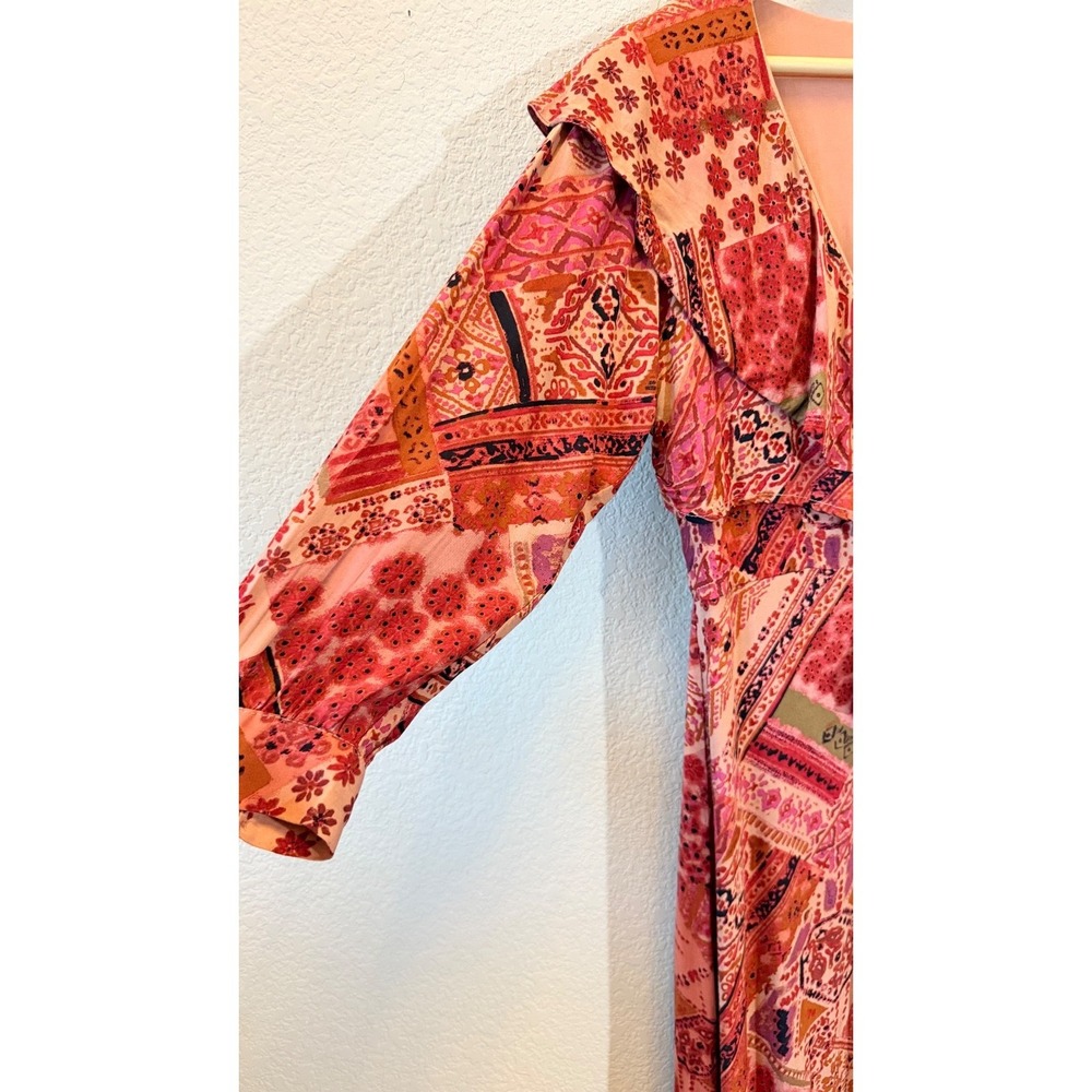 Free People Lennon Maxi Dress Primrose Combo Boho Patchwork Tie Waist XS
